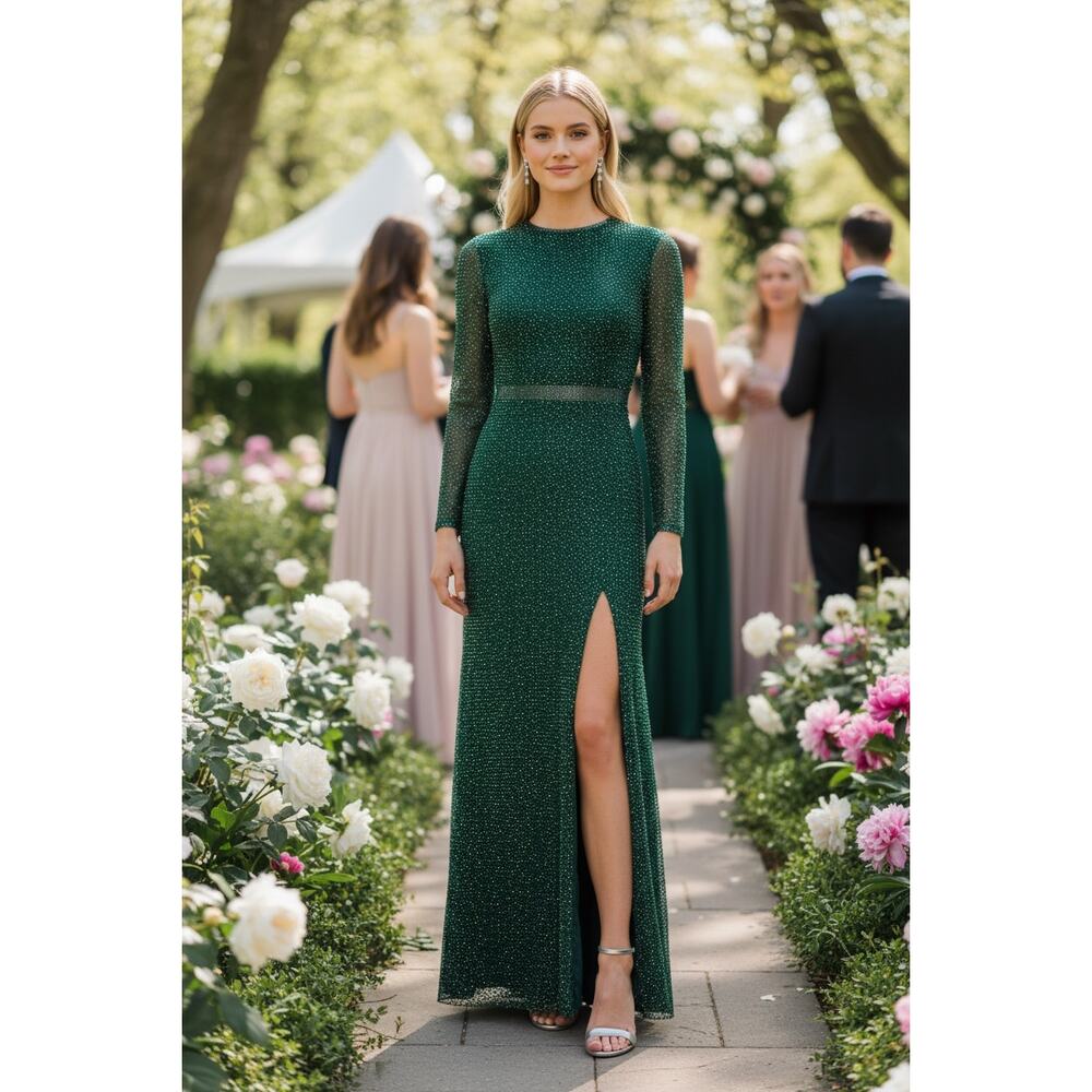 NWT MAC DUGGAL DRESS GOWN GREEN MOTHER OF THE BRIDE EVENING FORMAL WEDDING GUEST